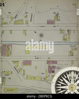 Image 24 De La Carte D'Assurance-Incendie Sanborn De Harrisburg, Comté De Dauphin, Pennsylvanie. 1890. 42 feuille(s). Direction, Amérique, plan de rue avec un compas du XIXe siècle Banque D'Images