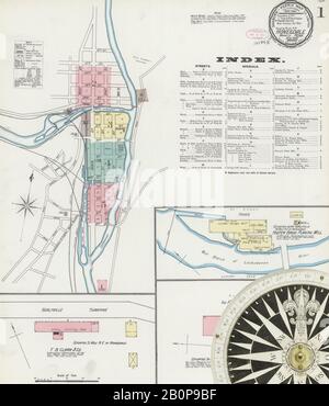 Image 1 De La Carte D'Assurance-Incendie Sanborn De Honesdale, Comté De Wayne, Pennsylvanie. Fév 1892. 7 feuille(s), Amérique, plan de rue avec un compas du XIXe siècle Banque D'Images