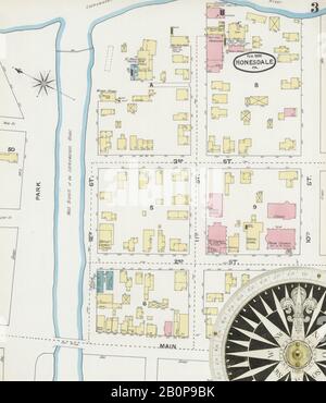 Image 3 De La Carte D'Assurance-Incendie Sanborn De Honesdale, Comté De Wayne, Pennsylvanie. Fév 1892. 7 feuille(s), Amérique, plan de rue avec un compas du XIXe siècle Banque D'Images