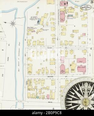 Image 3 De La Carte D'Assurance-Incendie Sanborn De Honesdale, Comté De Wayne, Pennsylvanie. Juillet 1897. 9 feuille(s), Amérique, plan de rue avec compas du XIXe siècle Banque D'Images