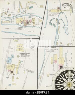 Image 3 De La Carte D'Assurance-Incendie Sanborn De Rosendale, Comté D'Ulster, New York. Février 1887. 4 feuille(s), Amérique, plan de rue avec un compas du dix-neuvième siècle Banque D'Images