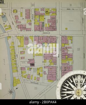 Image 22 De La Carte D'Assurance-Incendie Sanborn De Johnstown, Comté De Cambria, Pennsylvanie. 1895. 52 feuille(s). Direction, Amérique, plan de rue avec un compas du XIXe siècle Banque D'Images