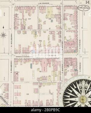 Image 14 De La Carte D'Assurance-Incendie Sanborn De Lancaster, Comté De Lancaster, Pennsylvanie. Oct 1886. 25 feuille(s), Amérique, plan de rue avec compas du dix-neuvième siècle Banque D'Images