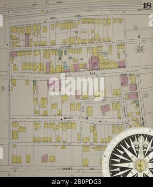 Image 19 de la carte d'assurance-incendie Sanborn de McKeesport, comté d'Allegheny, Pennsylvanie. 1894. 40 feuilles. Direction, Amérique, plan de rue avec un compas du XIXe siècle Banque D'Images