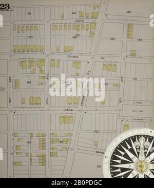 Image 24 de la carte d'assurance-incendie Sanborn de McKeesport, comté d'Allegheny, Pennsylvanie. 1894. 40 feuilles. Direction, Amérique, plan de rue avec un compas du XIXe siècle Banque D'Images