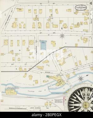 Image 4 De La Carte D'Assurance-Incendie Sanborn De Ticonderoga, Comté D'Essex, New York. Juil 1895. 4 feuille(s), Amérique, plan de rue avec un compas du dix-neuvième siècle Banque D'Images