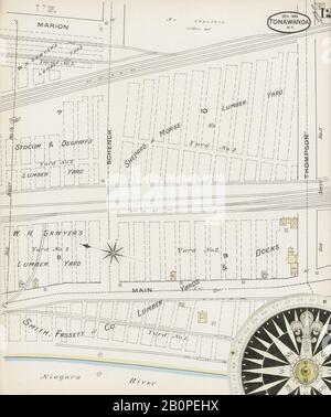 Image 12 De La Carte D'Assurance-Incendie Sanborn De Tonawanda, Comté D'Erie, New York. Mars 1886. 20 feuille(s), Amérique, plan de rue avec compas du XIXe siècle Banque D'Images