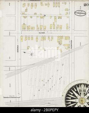 Image 20 De La Carte D'Assurance-Incendie Sanborn De Tonawanda, Comté D'Erie, New York. Novembre 1889. 33 feuille(s), Amérique, plan de rue avec compas du XIXe siècle Banque D'Images