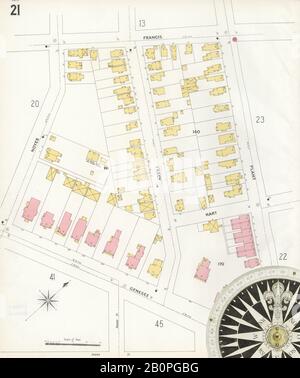 Image 22 De La Carte D'Assurance-Incendie Sanborn D'Utica, Comté D'Oneida, New York. 1899. 99 feuille(s). 2 cartes squelette. Direction, Amérique, plan de rue avec un compas du XIXe siècle Banque D'Images