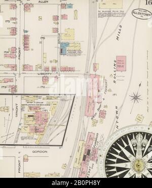 Image 16 De La Carte D'Assurance-Incendie Sanborn D'Allentown, Comté De Lehigh, Pennsylvanie. Mars 1885. 25 feuille(s), Amérique, plan de rue avec compas du dix-neuvième siècle Banque D'Images