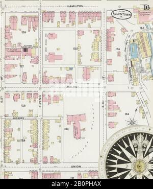 Image 16 De La Carte D'Assurance-Incendie Sanborn D'Allentown, Comté De Lehigh, Pennsylvanie. Octobre 1891. 32 feuille(s), Amérique, plan de rue avec compas du dix-neuvième siècle Banque D'Images