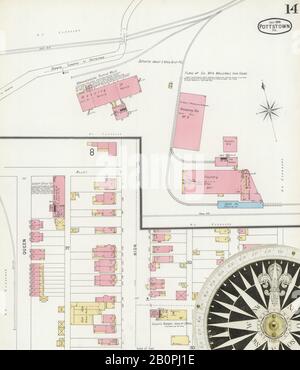 Image 14 De La Carte D'Assurance-Incendie Sanborn De Pottstown, Comté De Montgomery, Pennsylvanie. Juillet 1896. 14 feuille(s), Amérique, plan de rue avec compas du XIXe siècle Banque D'Images