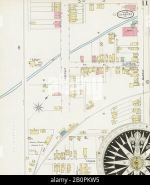 Image 11 De La Carte D'Assurance-Incendie Sanborn De Sunbury, Comté De Northumberland, Pennsylvanie. Mai 1896. 11 feuille(s), Amérique, plan de rue avec compas du XIXe siècle Banque D'Images