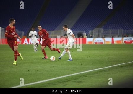 Rome, Italie. 20 février 2020. À Stadio Olimpico De Rome. Alors que Roma bat 1-0 KK Genk pour la 32ème ronde de l'UEFA Europa League avec un but de Carles Perez dans la première moitié. (Photo De Paolo Pizzi/Pacific Press) Crédit: Agence De Presse Du Pacifique/Alay Live News Banque D'Images