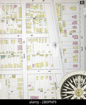 Image 13 De La Carte D'Assurance-Incendie Sanborn De Williamsport, Comté De Lycoming, Pennsylvanie. 1891. 56 feuille(s). Direction, Amérique, plan de rue avec un compas du XIXe siècle Banque D'Images
