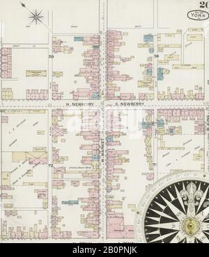 Image 20 De La Carte D'Assurance-Incendie Sanborn De York, Comté De York, Pennsylvanie. Mars 1887. 25 feuille(s), Amérique, plan de rue avec compas du dix-neuvième siècle Banque D'Images