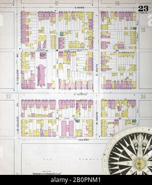 Image 23 De La Carte D'Assurance-Incendie Sanborn De York, Comté De York, Pennsylvanie. 1894. 68 feuille(s). Inclut Dallastown, Emigsville, Fairmount, Glen Rock, Goldsboro, Mayersville (Ou North York), New Freedom, Red Lyon, Seitzland, Seven Valley, Shrewsbury, York. Direction, Amérique, plan de rue avec un compas du XIXe siècle Banque D'Images