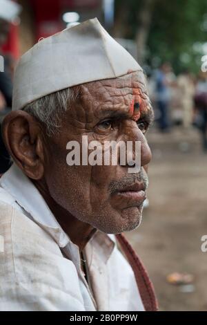 L'image de Warkari ou de Pilgrim près de Pune, Maharashtra, Inde, asie Banque D'Images