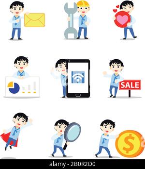 Définir le caractère de l'homme dans Hanbok coréen traditionnel. Illustration de Vecteur