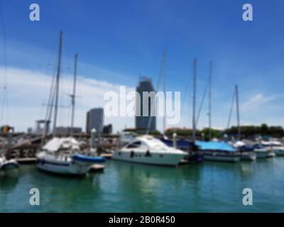 bateaux abstraits blur amarrés à l'arrière-plan du yacht club. yacht de vacances pour l'été concept. Banque D'Images