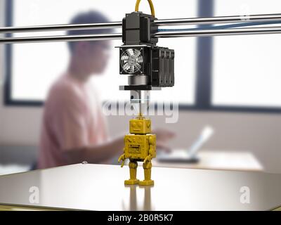 modèle de robot d'impression de rendu tridimensionnel Banque D'Images