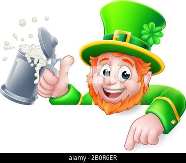 Leprechaun St Patricks Day Pointage Boisson Cartoon Illustration de Vecteur