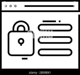Icône de ligne de programme bloquée, signe de concept, illustration vectorielle de contour, symbole linéaire. Illustration de Vecteur
