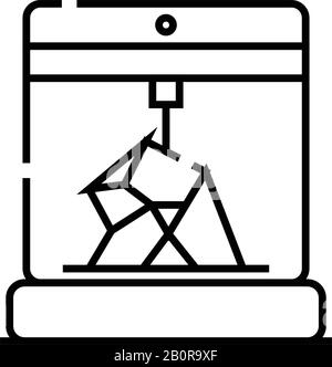 icône de ligne d'impression tridimensionnelle, symbole de concept, illustration vectorielle de contour, symbole linéaire. Illustration de Vecteur