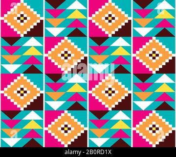 Motif vectoriel sans couture Kente tribal géométrique, motif vectoriel inspiré du style toile de boue nwentoma africain Illustration de Vecteur