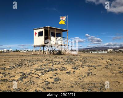 Cabine d'observation de sauveteur sur les plages Banque D'Images