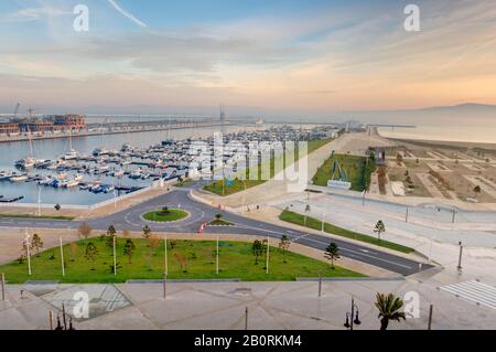 Tanger front de mer, Maroc Banque D'Images