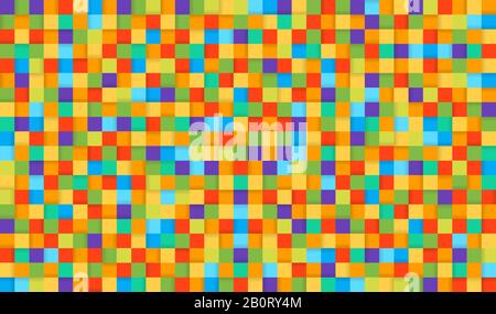 Fond coloré de style pixel avec des ombres. Carrés colorés arrière-plan abstrait. Illustration de Vecteur