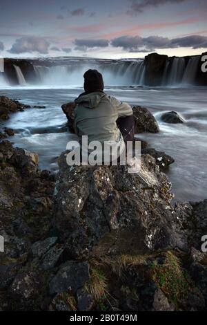 Tourisme à cascade sur Islande, Islande Banque D'Images