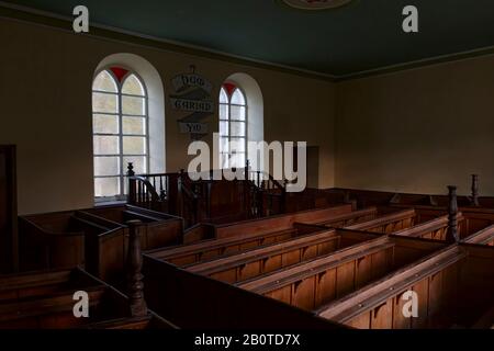 Intérieur de la Chapelle méthodiste Calviniste de Soar y mynydd, près de Llanddewi Brefi, Ceredigion Banque D'Images