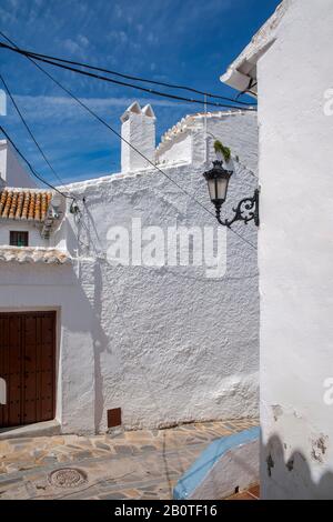 Rue dans la municipalité de Comares dans la province de Malaga, andalousie Banque D'Images