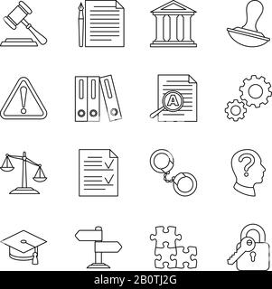 Icônes de ligne vectorielle de conformité et de régulation légales. Illustration de la législation et de la réglementation juridique, du document et de la gouvernance Illustration de Vecteur