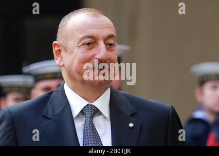 Italie, Rome, 20 Février 2020 : Le Premier Ministre Italien Giuseppe Conte Rencontre Le Président Azerbaïdjanais Ilham Aliyev Au Palais Chigi. Photo Ilham Aliyev Phot Banque D'Images