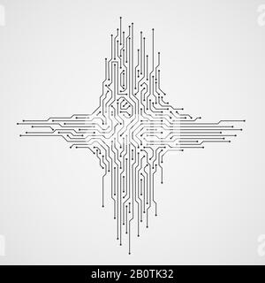 Concept vectoriel d'ingénierie numérique. Technologie informatique fond abstrait avec carte de circuit imprimé. Illustration de la carte électronique à connexion moderne Illustration de Vecteur