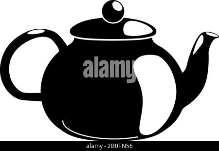 Teapot glyphe isolé sur fond blanc. Silhouette noire vue avant de la cérémonie de boisson. Pictogramme vectoriel naturel. Spa, concept de relaxation bien-être. Symbole de la nature saine. Illustration de Vecteur