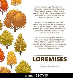 Motif poster automne avec arbres colorés. Bannière avec arborescence. Illustration vectorielle Illustration de Vecteur