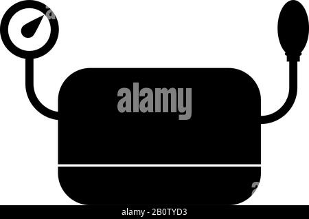 Appareil de mesure de la pression artérielle appareil de tonometer Sphygmometer Anéroïde Spygmos icône noir illustration vectorielle plate image simple Illustration de Vecteur