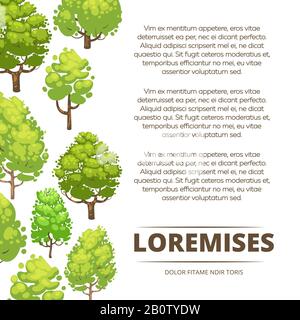 Motif abstrait représentant une affiche forestière - arrière-plan écoposter avec arbres à dessin animé. Modèle de bannière avec illustration de l'arborescence Illustration de Vecteur