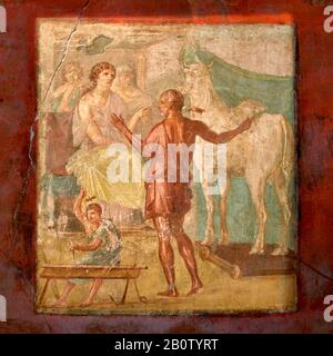 Pompéi (Fresco Daedalus Et Pasiphae), Site Classé Au Patrimoine Mondial De L'Unesco - Campanie, Italie, Europe Banque D'Images