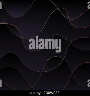 Arrière-plan abstrait avec couches de papier noir. Illustration géométrique vectorielle .points scintillants dorés. Élément de conception graphique. Décoration élégante Illustration de Vecteur