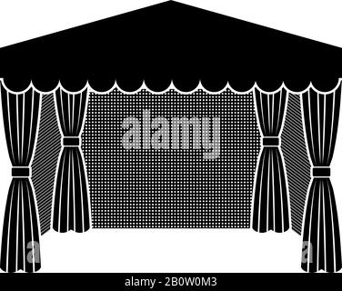 Pavillon pour shopping tente d'affaires Marquee pour l'icône de publicité noir illustration vectorielle style plat image simple Illustration de Vecteur