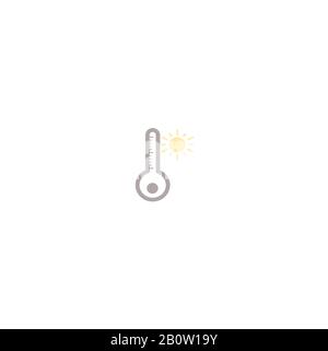 température chaude - icône plate vectorielle avec le soleil Illustration de Vecteur
