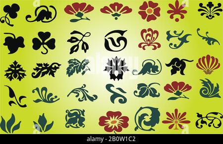 illustration de l'art de conception de jeu d'icônes de fleurs Illustration de Vecteur