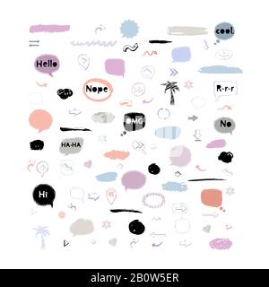 Bulle vocale vectorielle,autocollants,jeu d'icônes de flèches Illustration de Vecteur