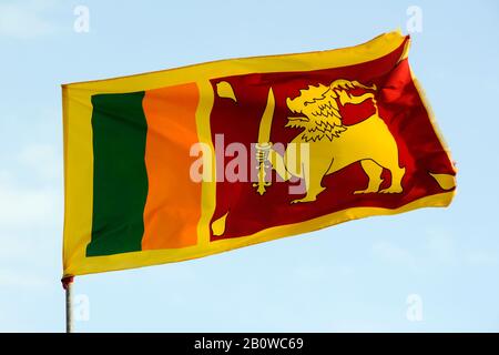 Sri Lanka, Tangalle, drapeau sri lankais Banque D'Images