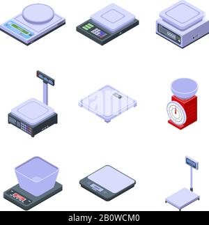 Balances icons set, style isométrique Illustration de Vecteur